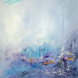 BLUE LAGOON - ACRYLIQUE SUR TOILE - FORMAT 55X46CM