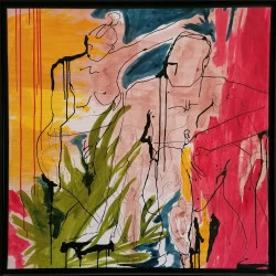 Rôles - Encres sur papier sur châssis 100 X 100 cm - Claire BONNET-MASIMBERT 