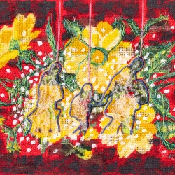 Fleurs Jaunes - broderie peinture - Alain Scherer 