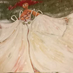 les nymphes de la forêt à Mazen (la fertilité) - acrylique/coton 225 x 150cm - 500€ 