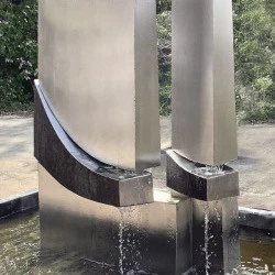 Resurgence karstique 2 - fontaine acier inoxydable h 1,6 m - jean suzanne 