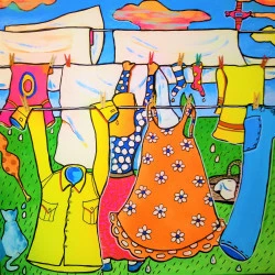 lessive - acrylique sur toile, 50x50, 2020, lessive