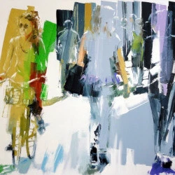 Ruelle ensoleillée - Huile sur toile - Elisabeth Besnier 