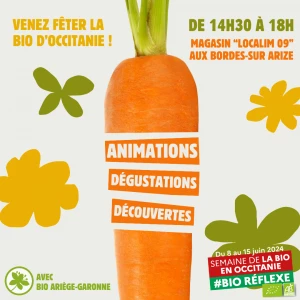 Affiche Semaine de la Bio - Animations et dégustations au nouveau magasin de producteurs bio LOCALIM 09 