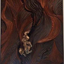 Zéphir - Tableau en mosaïque - Cuivre - Verre à vitrail - Bronze - 60 x 80 - Minuzzi 