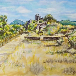 Château de Coustaussa - Encres aquarelles