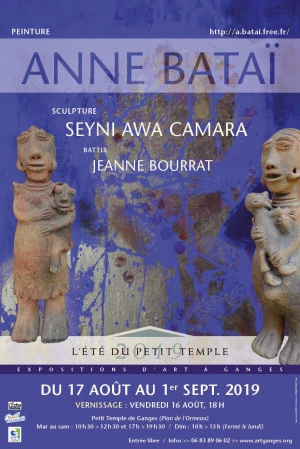 Affiche L'Été du Petit Temple - Exposition ANNE BATAÏ (peinture) - Seyni Awa Camara (sculpture) - Jeanne Bourrat (battle)