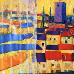 Derrière le rideau - huile sur toile 50x65 - Claude René Tarrit 