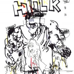 Aveuglette - Jack Kirby Is Dead - The Incredible Hulk - 210 x 271 mm - feutres sur papier 90 gr - Julien Lauber d'après Jack Kirby 