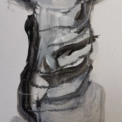 Thorax ( serie Crucifixion) - Acrylique, crayon, encre sur papier, 10x15cm, 2021, Thorax - Delphine Alliens 
