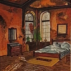 intérieur - acrylique au couteau sur carton entoilé - 80 euros 