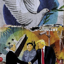 Trump Poutine - Technique mixte collage et acrylique - GAUDRY 