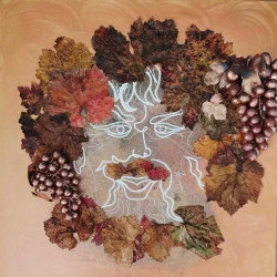 Bacchus - toile 50x50 de la série " terroirs", encollage de feuilles de vigne,