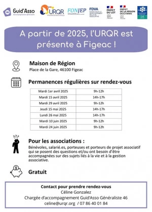 Affiche Permanences d'appui aux associations proposées par l'URQR