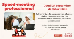 Affiche Speed-meeting professionnel dédié aux personnes réfugiées