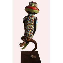 Dancing lizard - Céramique raku et outil agricole 60cm 2017 - Kathy Bassaget 