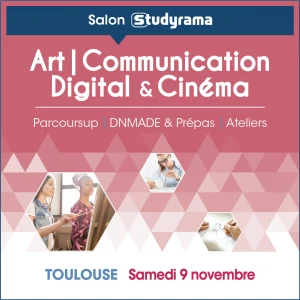 Affiche Salon Studyrama des formations Art, Communication, Digital et Cinéma 