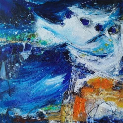 Jardins aquatiques, l'océan 27 - Acrylique, huile, fusain, craie grasse, crayo, - Elisabeth Augendre 