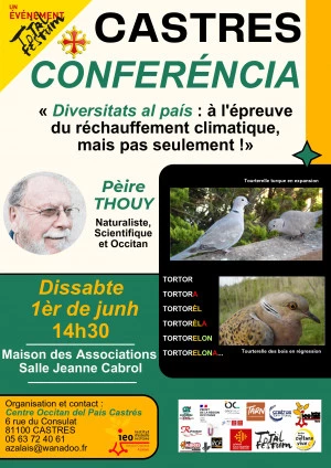 Affiche conférence "Diversitats al país : à l'épreuve du réchauffement climatique, mais pas seulement !"