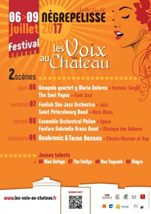Affiche 4ème édition Festival "Les Voix au Château" du 6 au 9 juillet 2017