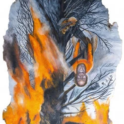 Incandescence n°2 - Huile sur papier non tissé