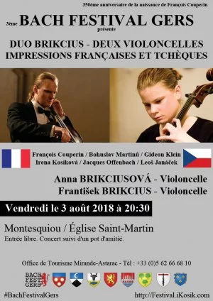 Affiche 3ème Bach Festival Gers 2018 - Deux violoncelles – Impressions françaises et tchèques