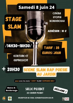 Affiche stage ecriture slam et poesie + scène " des mots à l'appel"