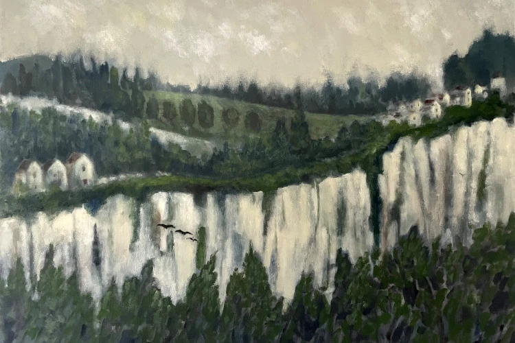 « Nos falaises sur le Lot » - Peinture acrylique sur toile 100x73 cm- 2025