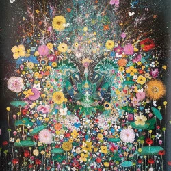Le réveil - Le Réveil - 2025 210 x 160 Acrylique sur toile mixte libre Le Réveil évoque l'instant sacré où ciel descend vers la terre qui l'accueil - Yin et Yang s'unissent, donnant naissance à l'éclosion de la conscience et de la vie, permettant au coeur de se déployer.