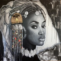 Deborah 100x100 - Huile sur toile