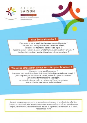 Affiche La Maison du Travail Saisonnier à votre rencontre à Port-Leucate !