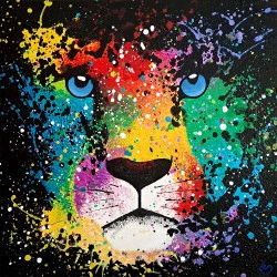 Fauve - Acrylique sur toile sur châssis 30x30cm - Sylvie Clain 