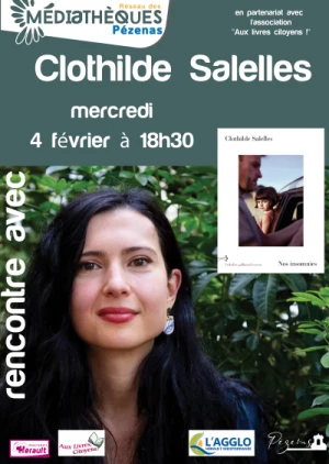 Affiche Rencontre littéraire Clothilde Salelles mercredi 4 février Pézenas