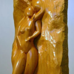 Les Enlacés - Taille directe - bois de cèdre - Muriel Laude 