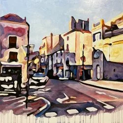 Rue Casimir Peret Beziers - Huile sur toile 100X100 - narbero 