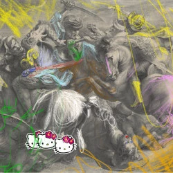 Bataille d'enfants ( d'après "la bataille d'Anghiari" de Léonardo Da Vinci ) - Crayon et craie grasse sur bois type MDF - Versailles Art Foundation 