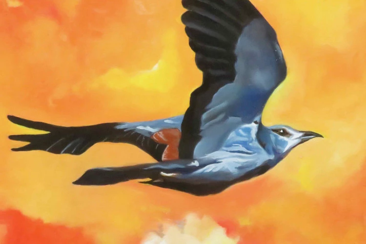 Le feu - Huile sur toile, 40 x 40 cm