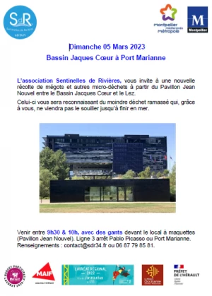 Affiche Récolte de mégots et micro-déchets autour du Bassin Jacques Coeur à Montpellier