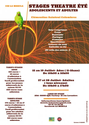 Affiche Stages théâtre ados-adultes Juillet
