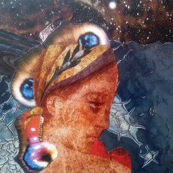 Femme romaine - collage, 70x50, plastifié encadré