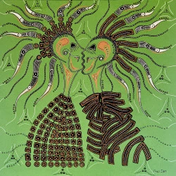 Samü - Laques métalliques sur acrylique oxyde de chrome / 3D - 50x50cm