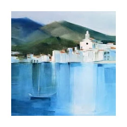 " Cadaquès " - 92x65 - Peinture à l'huile au couteau à peindre - année 2000