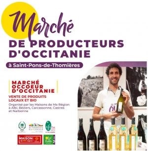 Affiche 2ème édition du Marché Occoeur d'Occitanie à St-Pons-de-Thomières.
