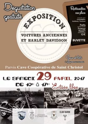 Affiche Exposition de voitures anciennes et Harley Davidson