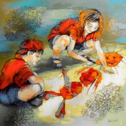 Récréation - technique mixte sur toile,80x80cm,2018