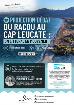 Affiche Projection débat "du Racou au Cap Leucate, un littoral en mouvement" 