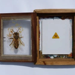 Sortez-moi de là ! - Fenêtre. Acrylique et pigments sur Plexiglas, papier, toile, 39 x 46 cm fermée | 69 x 46 cm ouverte | 2018 - Oddbjørg REINTON 