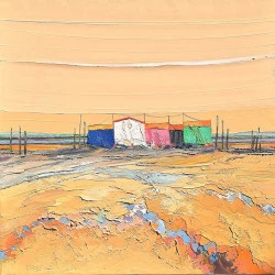 cabanons ostréicoles - huile sur toile