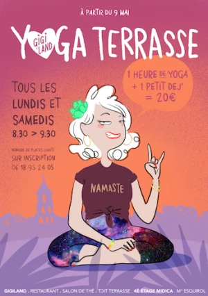 Affiche Yoga Terrasse chez Gigigland