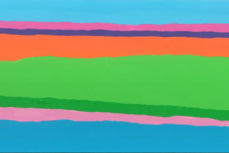 Les yeux mi-clos à pied levé - gouache sur papier 2024, 40x11,5cm - Valérie du Chéné 